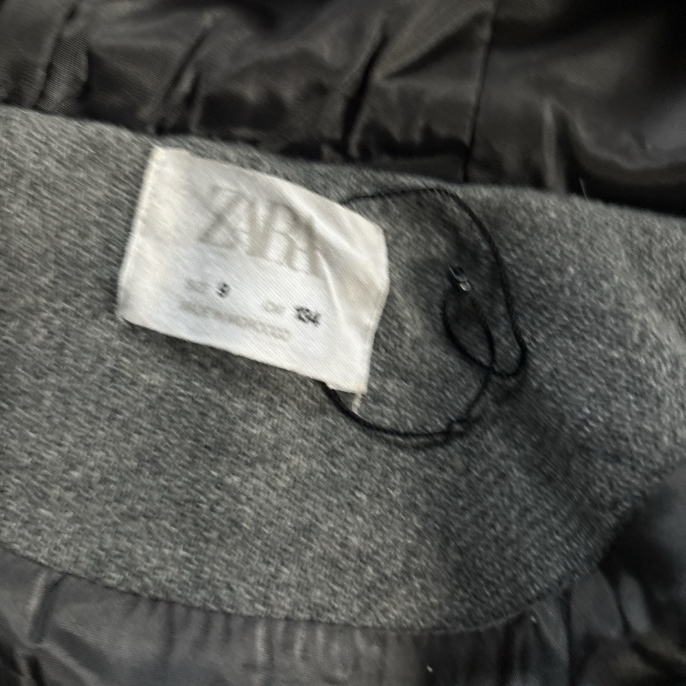 Zara Charcoal and Black Coat with Fur Trim
